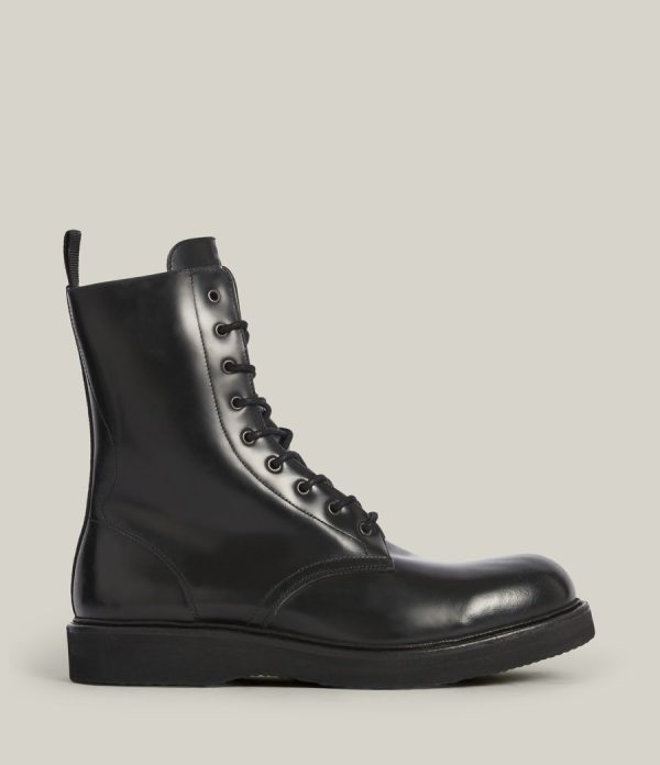 Shaw black leather boots for men