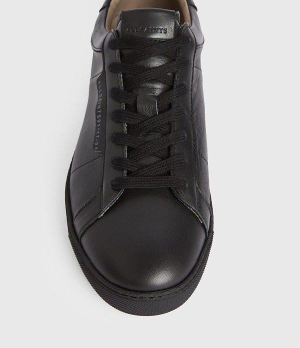 Sheer low top black leather sneakers for men