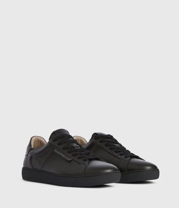 Sheer low top black leather sneakers for men - Image 4