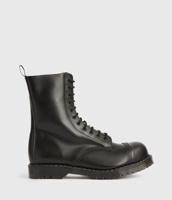 River black leather boots for men