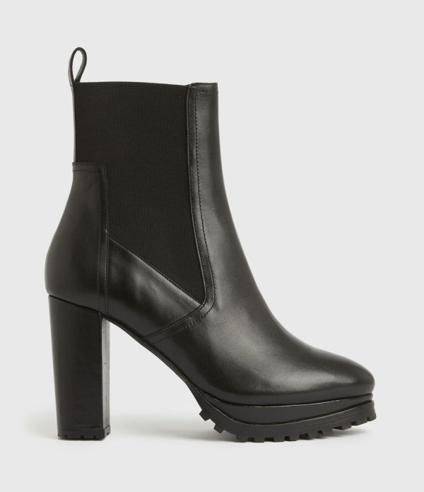 Sahara black leather boots for women