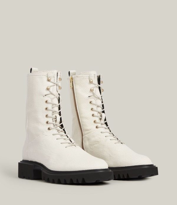 Maren white leather snake boots for women - Image 4