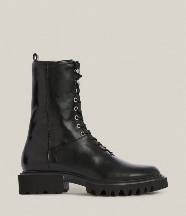 Maren black leather boots for women