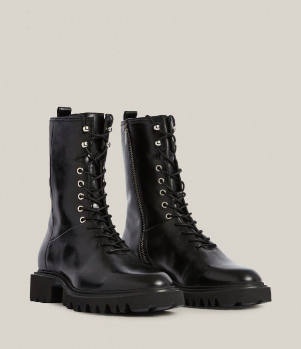 Maren black leather boots for women - Image 4