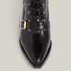 Kaylee black leather croc boots for women