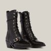 Kaylee black leather croc boots for women - Image 4