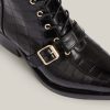 Kaylee black leather croc boots for women - Image 3