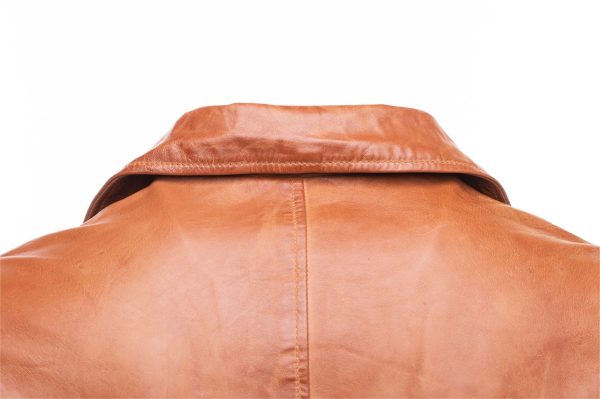 Logan English tan leather trench coat - Image 4