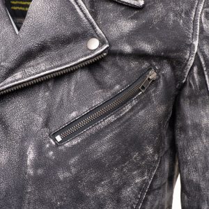 Miles stone wash biker leather jacket - Image 6