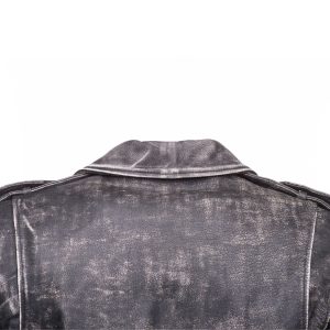 Miles stone wash biker leather jacket - Image 4