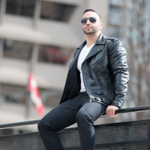 Slim fit Biker Leather Jacket with belt - CLEARANCE PRE MADE - Image 3