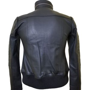 Olof's black leather jacket with straight collar - Image 4