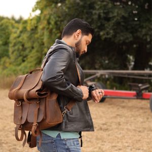 Parsons Roll Top Vintage Oiled Cowhide Backpack - Image 5