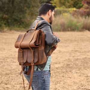 Parsons Roll Top Vintage Oiled Cowhide Backpack - Image 7