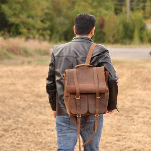 Parsons Roll Top Vintage Oiled Cowhide Backpack - Image 8