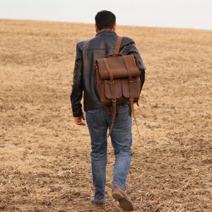 Parsons Roll Top Vintage Oiled Cowhide Backpack - Image 12