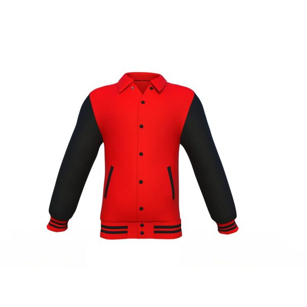 Red Varsity Letterman Jacket with Black Sleeves - Image 2