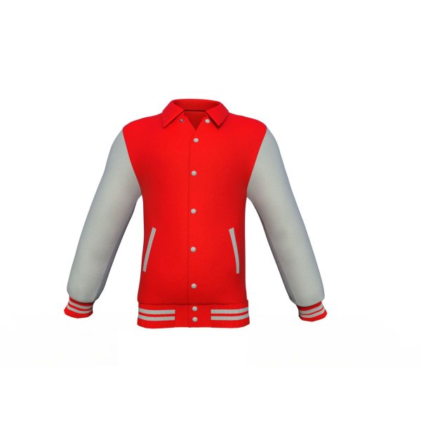 Red Varsity Letterman Jacket with Grey Sleeves - Image 2
