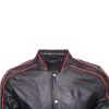 William black bomber leather jacket with red piping - Image 3