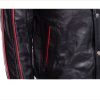 William black bomber leather jacket with red piping - Image 4