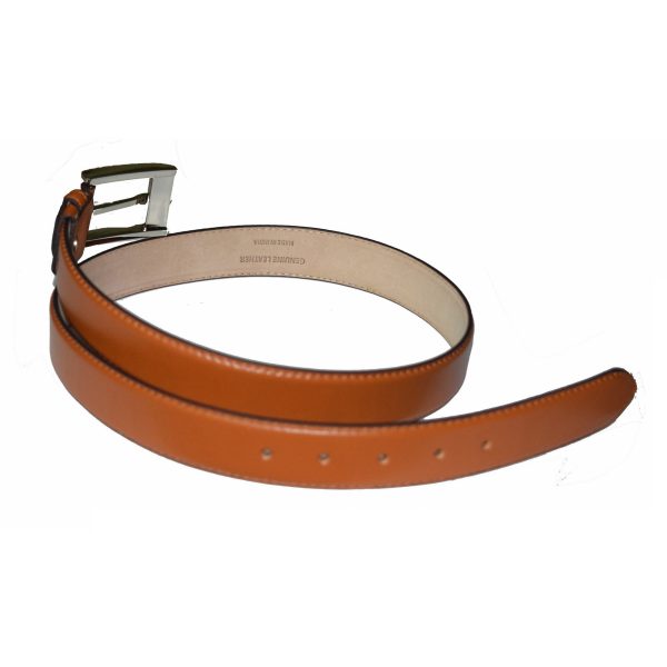 Tan brown leather belt with suede lining - Image 2