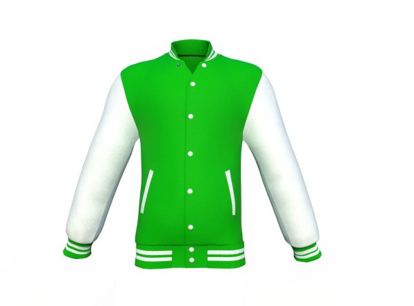 Light Green Varsity Letterman Jacket with White Sleeves - Image 13