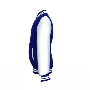 Navy Varsity Letterman Jacket with White Sleeves - Image 9
