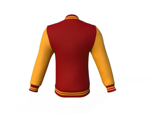 Maroon Varsity Letterman Jacket with Gold Sleeves - Image 5
