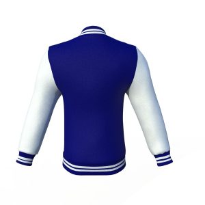 Navy Varsity Letterman Jacket with White Sleeves - Image 5