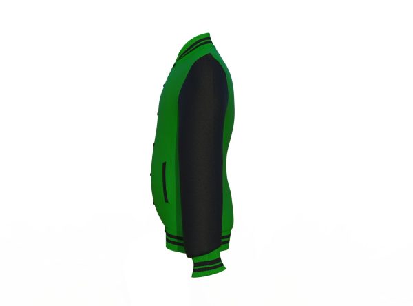 Dark Green Varsity Letterman Jacket with Black Sleeves - Image 9