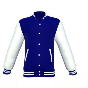 Navy Varsity Letterman Jacket with White Sleeves - Image 13