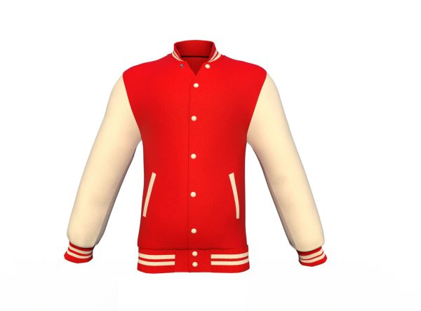 Red Varsity Letterman Jacket with Cream Sleeves - Image 13