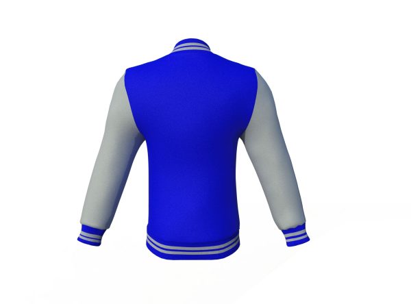 Blue Varsity Letterman Jacket with Grey Sleeves - Image 5