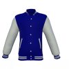 Navy Varsity Letterman Jacket with Grey Sleeves - Image 13