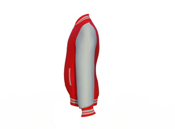 Red Varsity Letterman Jacket with Grey Sleeves - Image 9