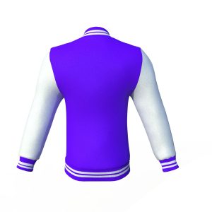Purple Varsity Letterman Jacket with White Sleeves - Image 5