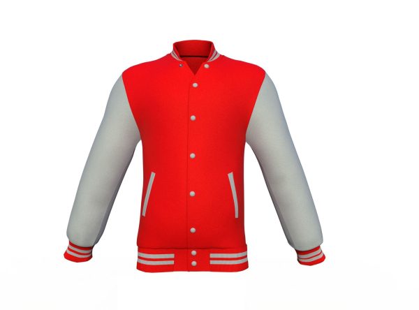 Red Varsity Letterman Jacket with Grey Sleeves - Image 13