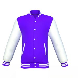 Purple Varsity Letterman Jacket with White Sleeves - Image 13