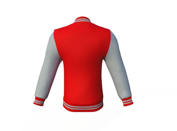 Red Varsity Letterman Jacket with Grey Sleeves - Image 5