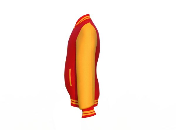 Red Varsity Letterman Jacket with Gold Sleeves - Image 9