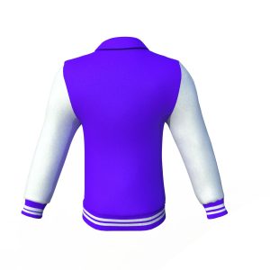 Purple Varsity Letterman Jacket with White Sleeves - Image 6