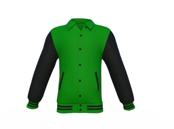 Dark Green Varsity Letterman Jacket with Black Sleeves - Image 14