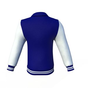 Navy Varsity Letterman Jacket with White Sleeves - Image 6