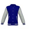 Navy Varsity Letterman Jacket with Grey Sleeves - Image 14