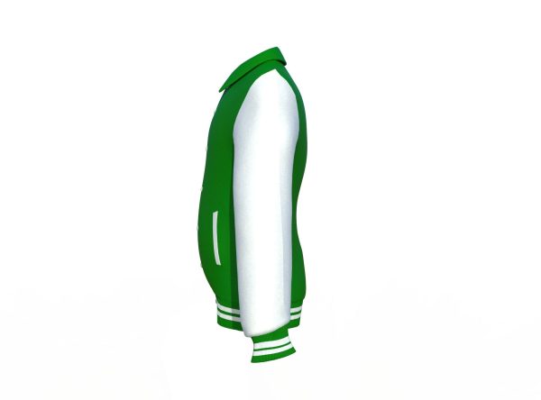 Dark Green Varsity Letterman Jacket with White Sleeves - Image 10