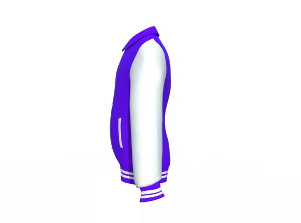 Purple Varsity Letterman Jacket with White Sleeves - Image 10