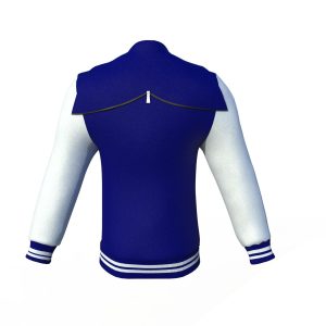 Navy Varsity Letterman Jacket with White Sleeves - Image 7