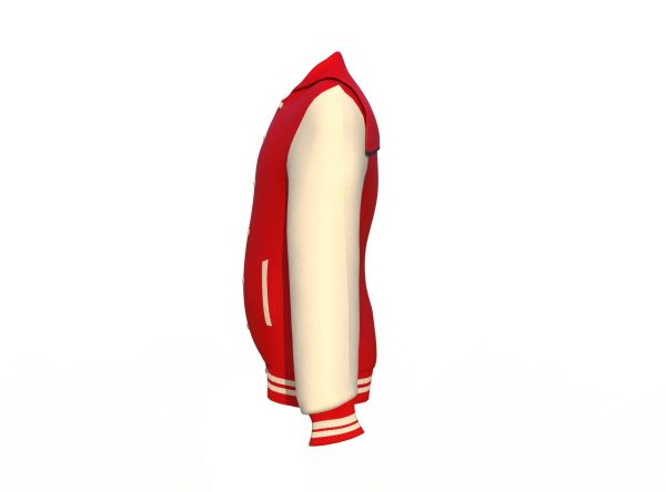 Red Varsity Letterman Jacket with Cream Sleeves - Image 11