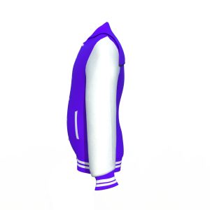 Purple Varsity Letterman Jacket with White Sleeves - Image 11