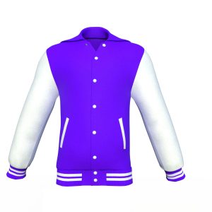 Purple Varsity Letterman Jacket with White Sleeves - Image 3